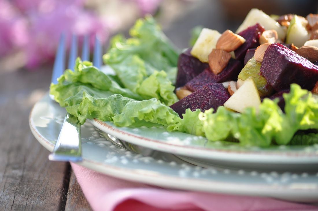 Beet, Pear, and Almond Salad