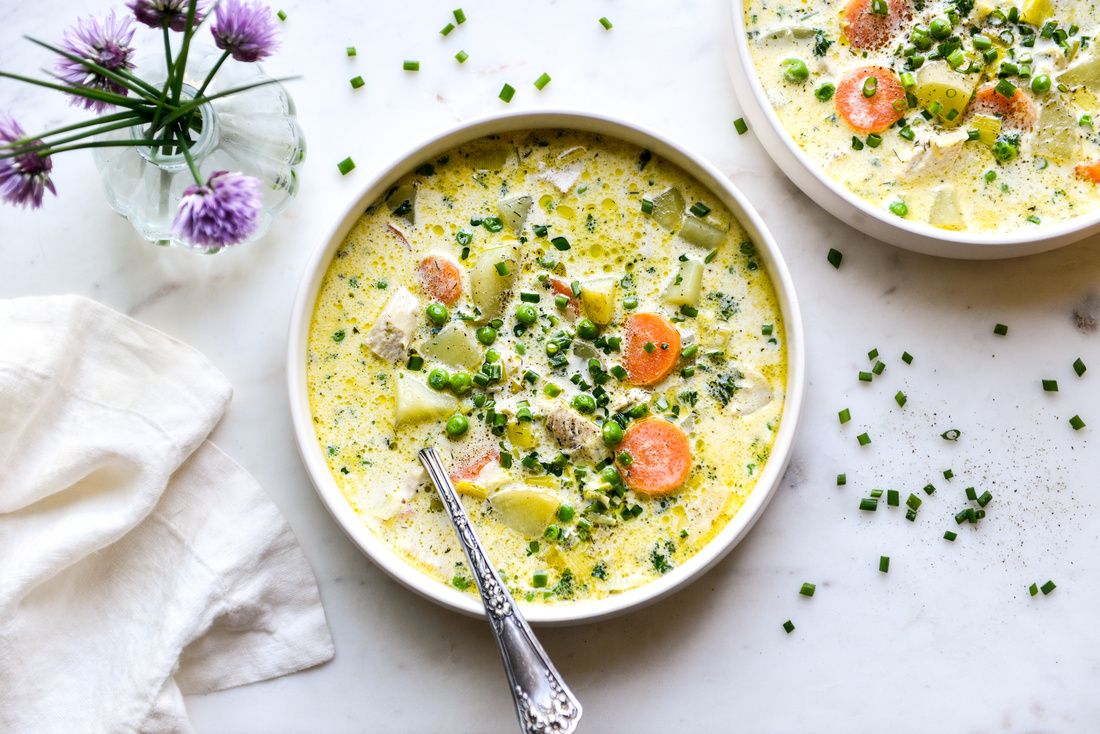 Creamy Chicken, Pea, and Potato Soup