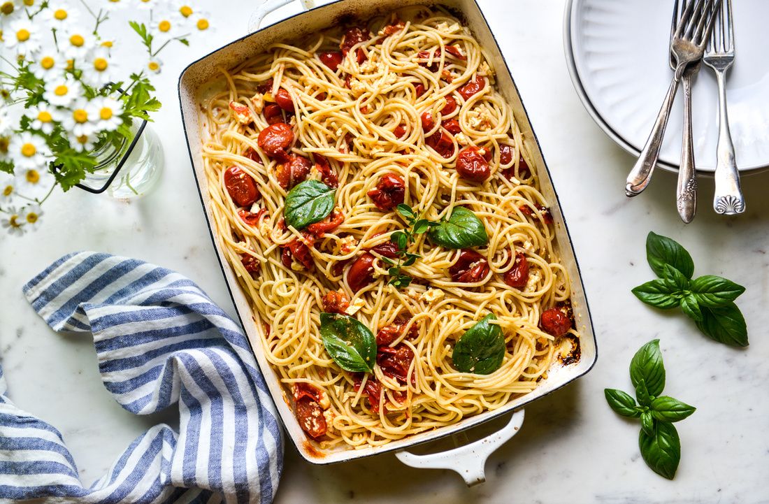 Roasted Cherry Tomato Feta Pasta | Nourishing Meals®