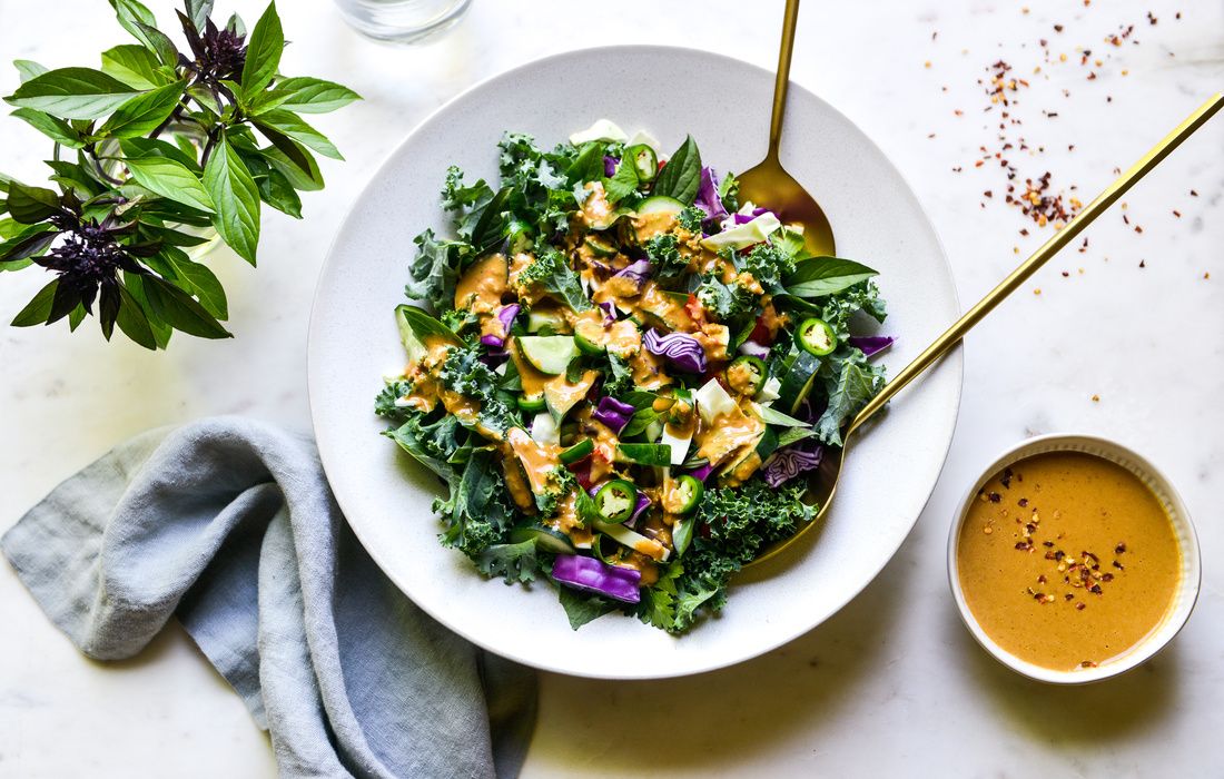 KALE SALAD WITH SPICY PEANUT-THAI DRESSING-2