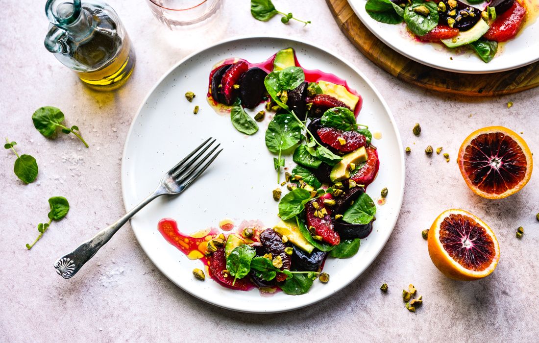 ROASTED BEET WATERCRESS BLOOD ORANGE PISTACHIO SALAD VEGAN-1