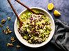 SHAVED BRUSSELS SPROUTS POMEGRANATE SALAD WALNUT HARISSA DRESSING DAIRY-FREE-1
