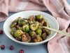 Roasted Brussels Sprouts  with Cranberries and Balsamic Reduction