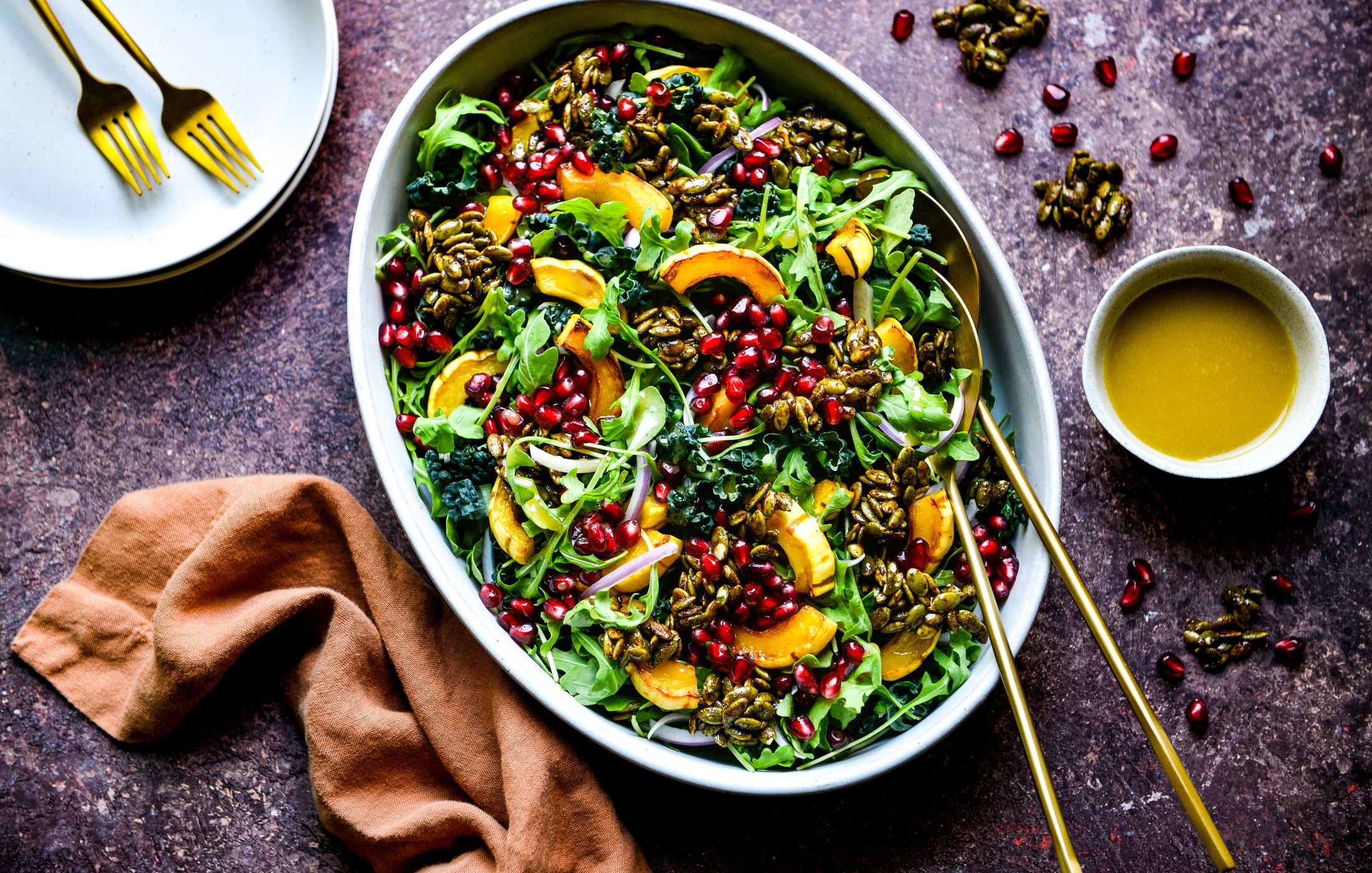 Fall Harvest Salad with Roasted Squash and Pomegranat-11