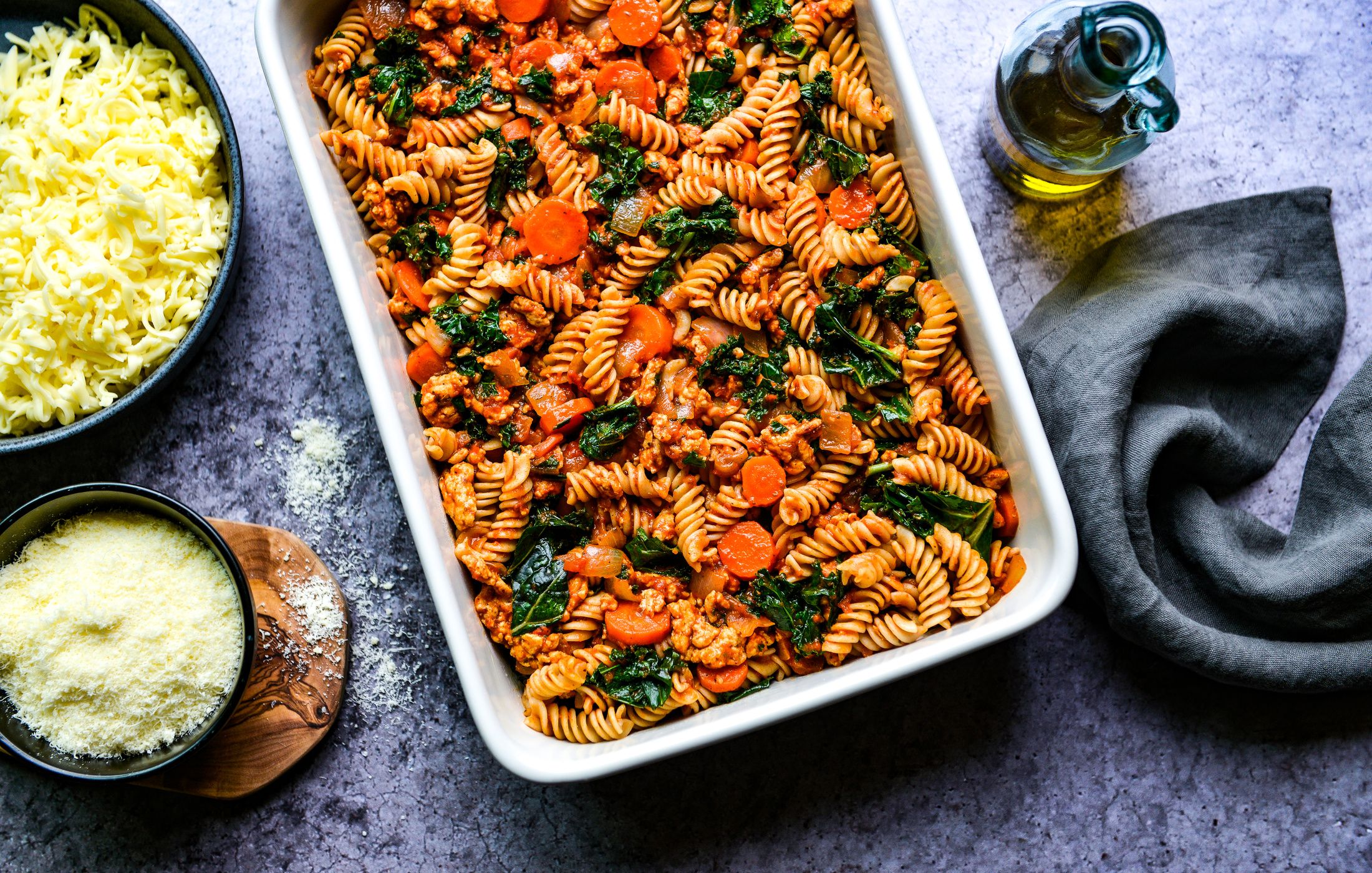 GROUND TURKEY KALE PASTA BAKE-2