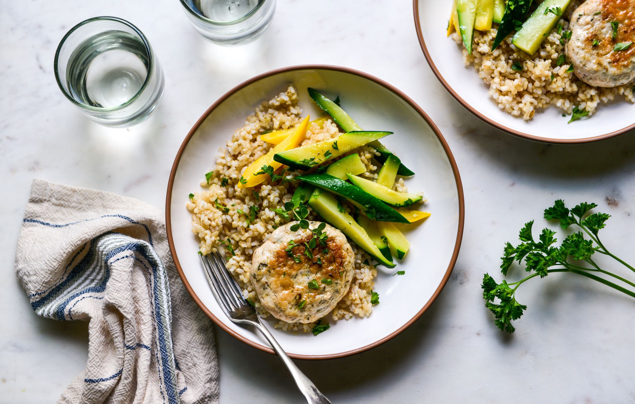 Herbed Turkey Patties with Rice and Zucchini-1