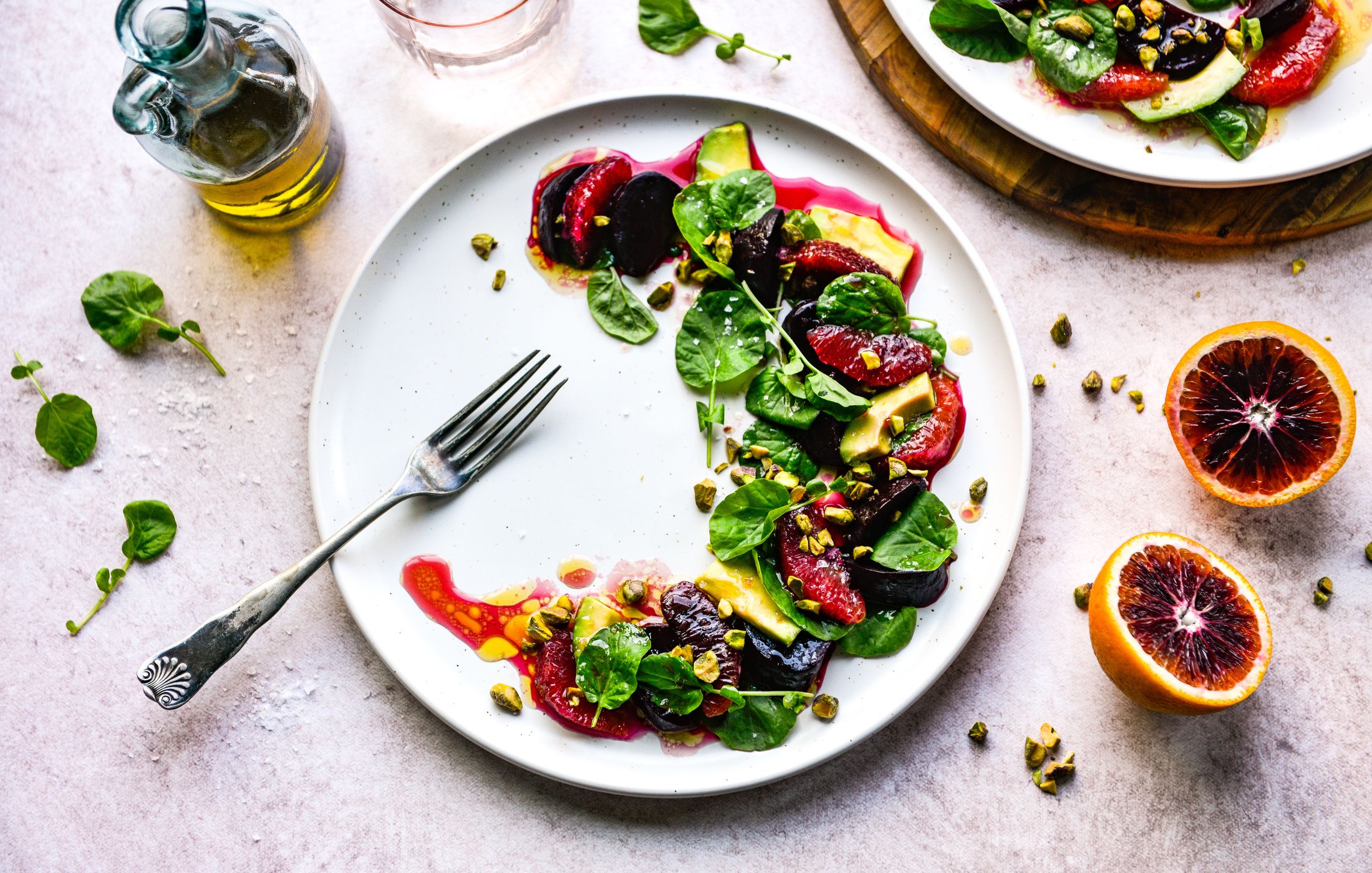 ROASTED BEET WATERCRESS BLOOD ORANGE PISTACHIO SALAD VEGAN-1