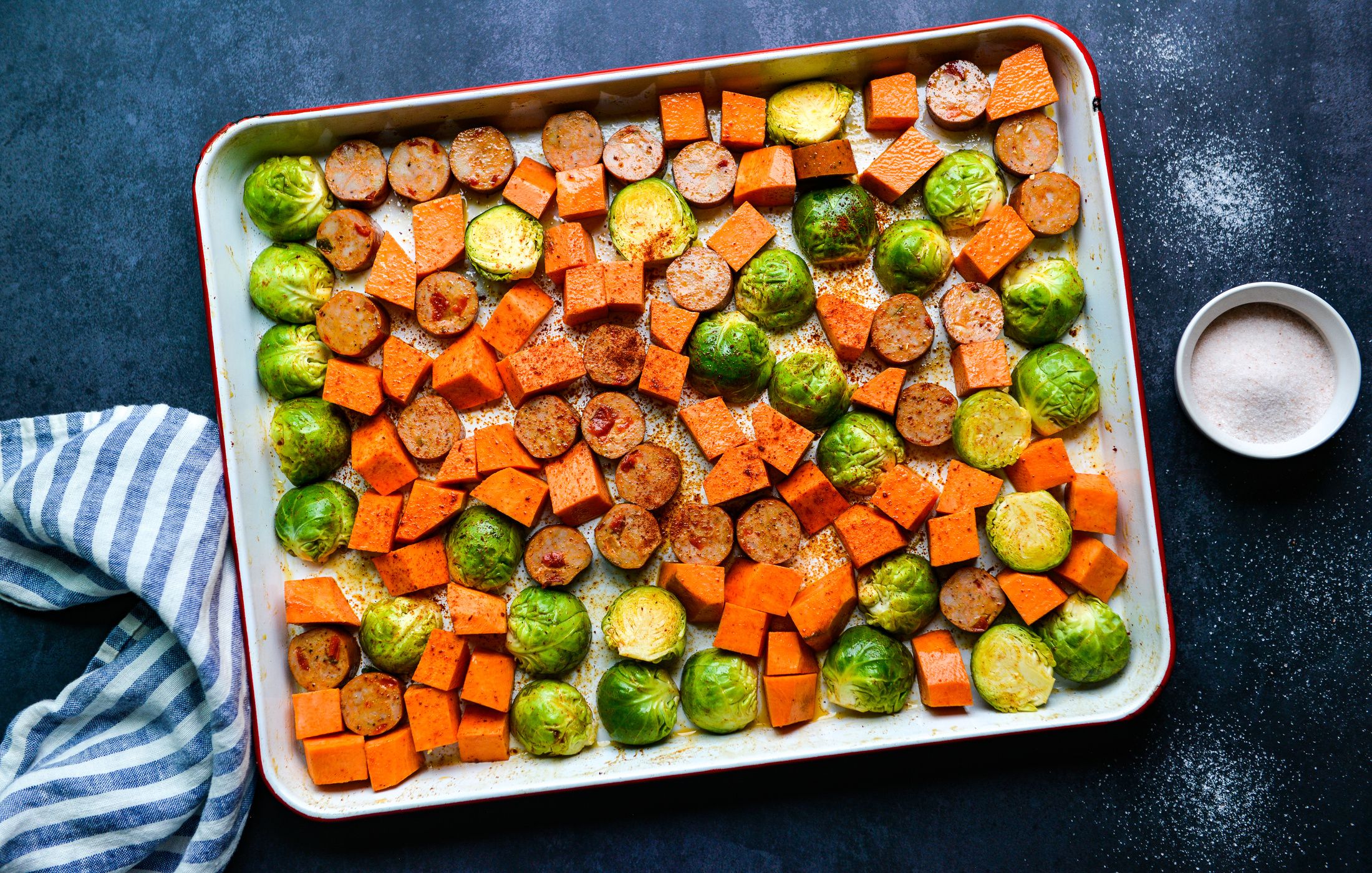 ROASTED SAUSAGE-SWEET POTATO-BRUSSELS SPROUTS-SHEET PAN-3