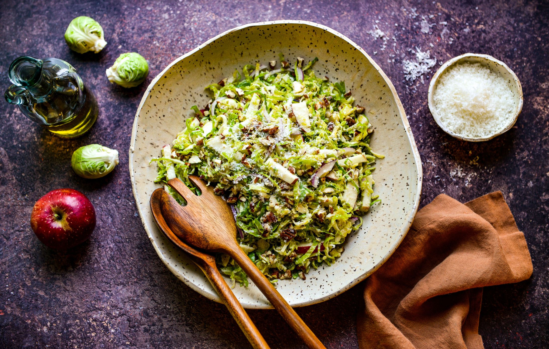 SHAVED BRUSSELS SPROUTS AND APPLE SALAD WITH MAPLE-LEMON VINAIGRETTE-1