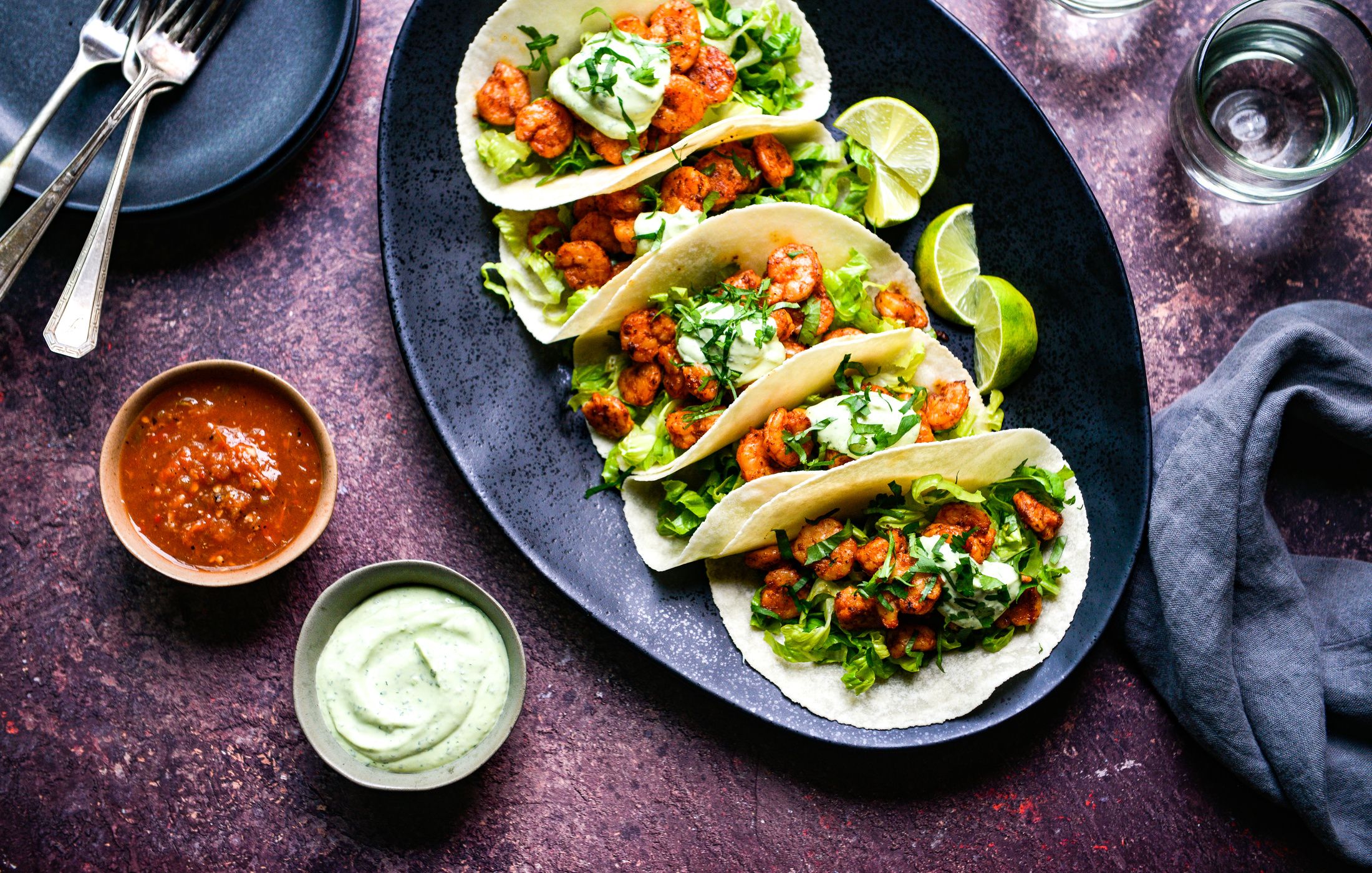 SHRIMP TACOS WITH AVOCADO CREMA-1