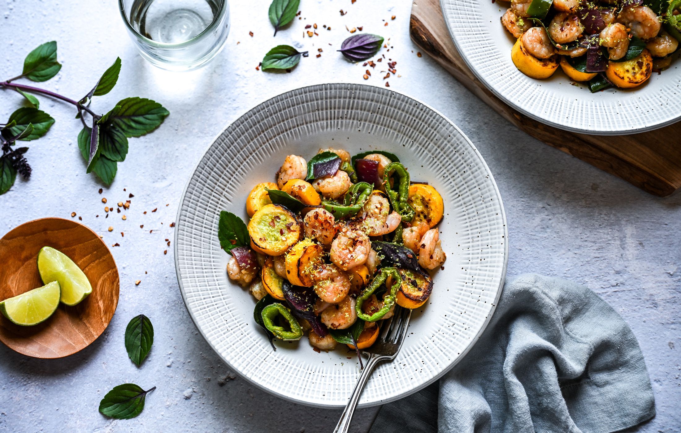 SPICY SUMMER BASIL VEGETABLE SHRIMP STIR-FRY-1