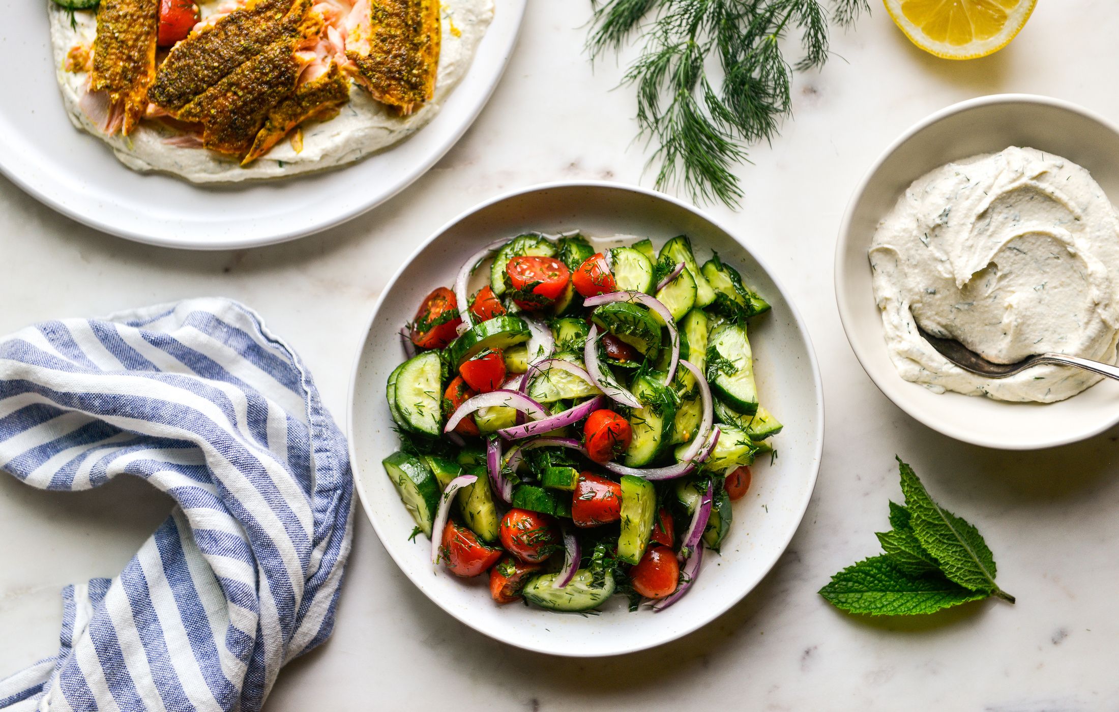 Shawarma Salmon and Cucumber-Herb Salad-2