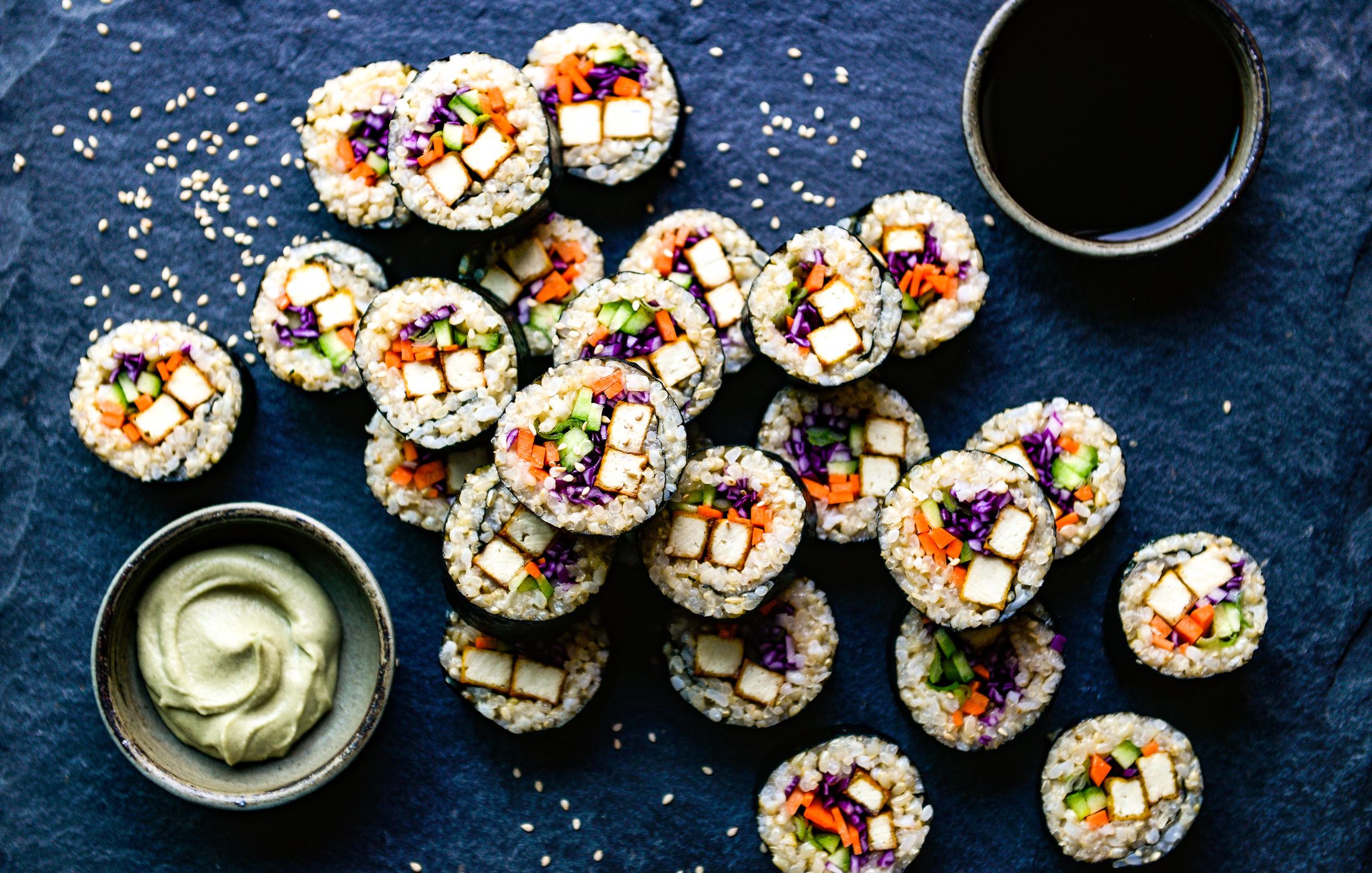 TOFU VEGGIE NORI ROLLS WITH STICKY BROWN RICE-2