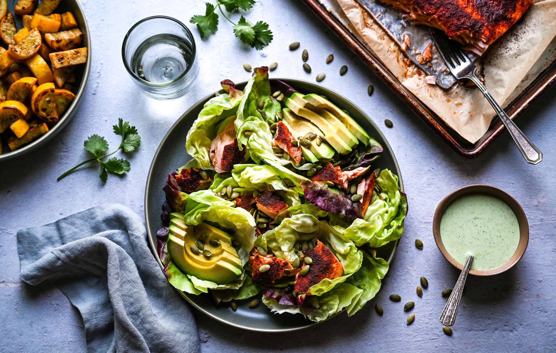 WILD SALMON TACO SALAD WITH CREAMY CILANTRO-LIME DRESSING-22