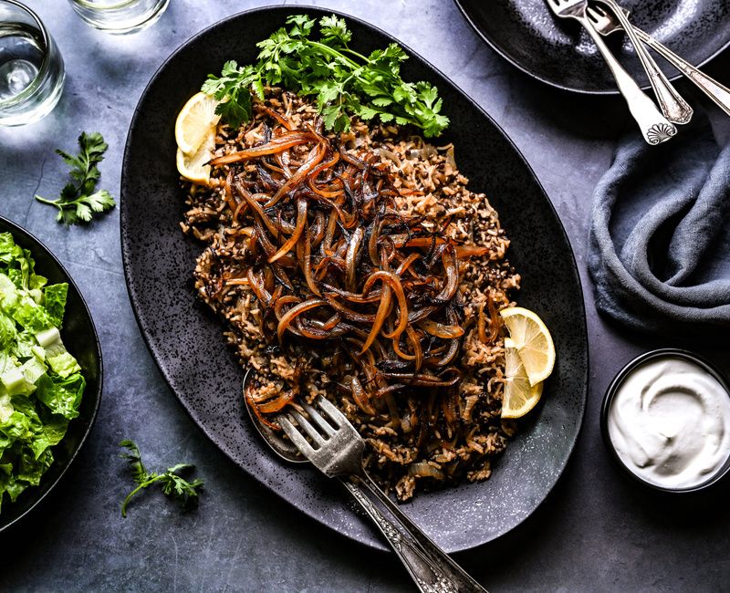 Black Lentils and Rice with Golden Onions Mujadara