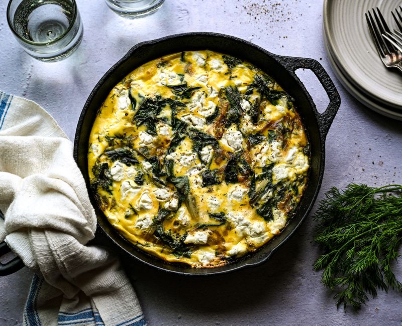 CARAMELIZED ONION CHARD GOAT CHEESE FRITTATA-4