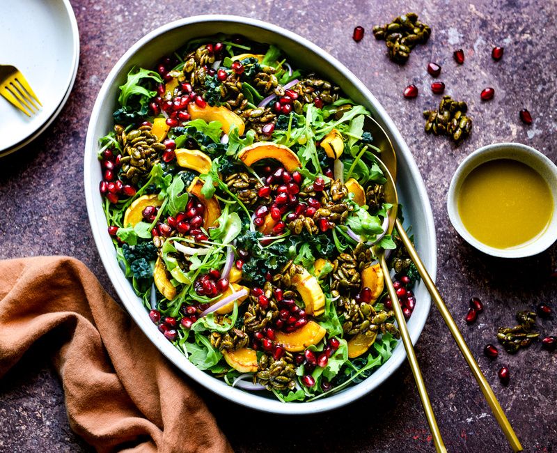 Fall Harvest Salad with Roasted Squash and Pomegranat-11