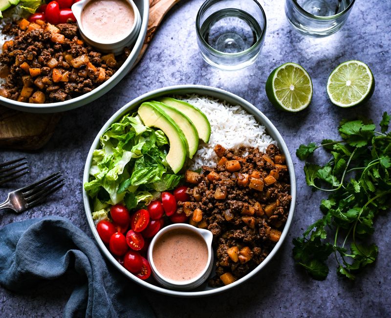 GROUND BEEF AND POTATO TACO BOWLS DAIRY-FREE-1