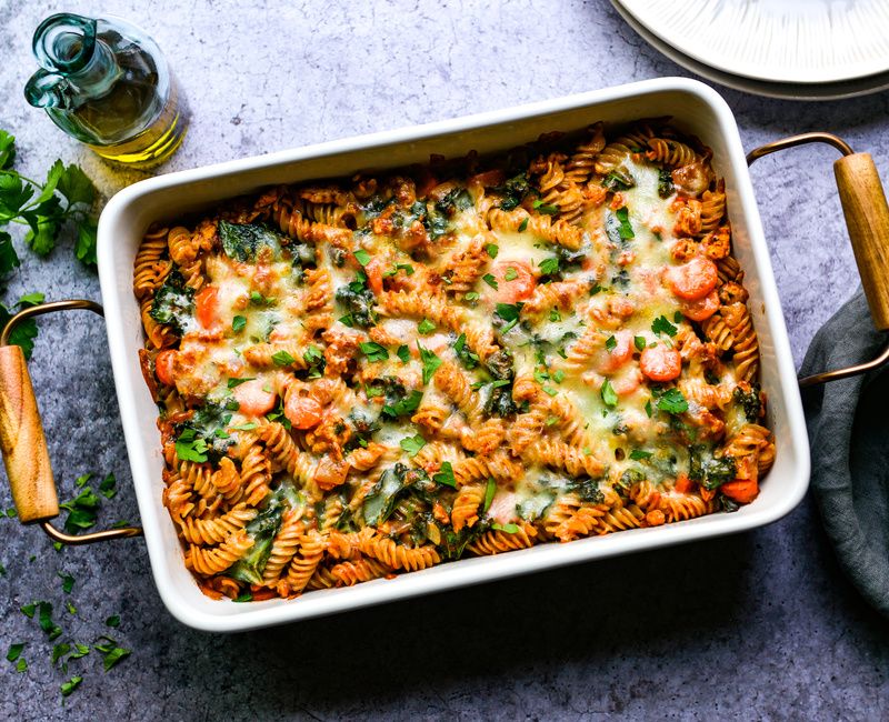 GROUND TURKEY KALE PASTA BAKE-1