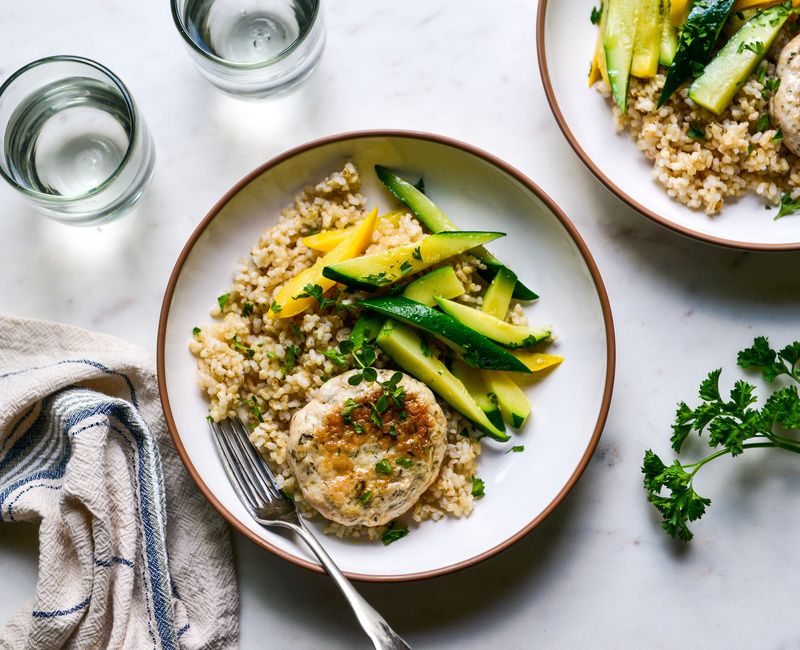 Herbed Turkey Patties with Rice and Zucchini-1