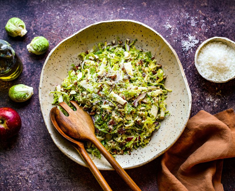 SHAVED BRUSSELS SPROUTS AND APPLE SALAD WITH MAPLE-LEMON VINAIGRETTE-1