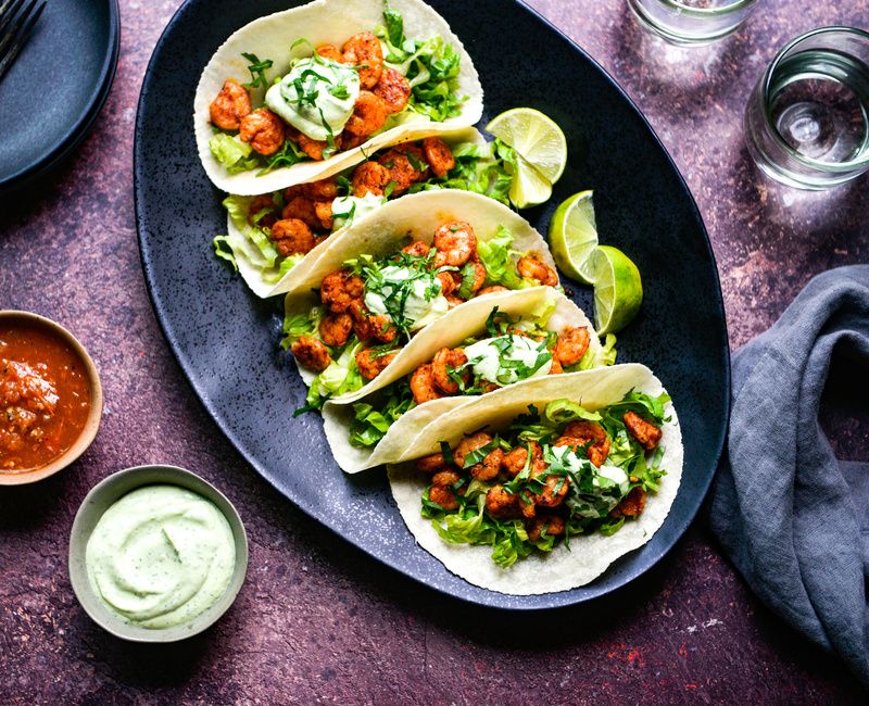 SHRIMP TACOS WITH AVOCADO CREMA-1