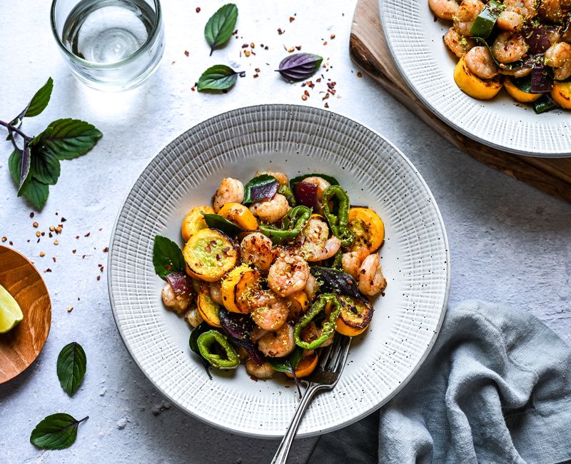 SPICY SUMMER BASIL VEGETABLE SHRIMP STIR-FRY-1