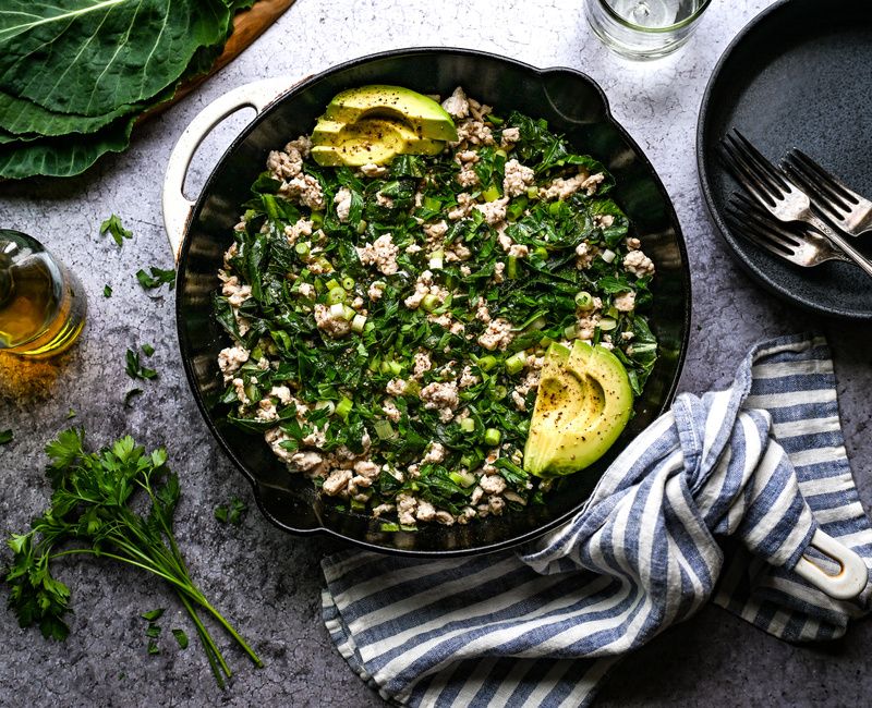 Savory Turkey Collard Green Skillet-1