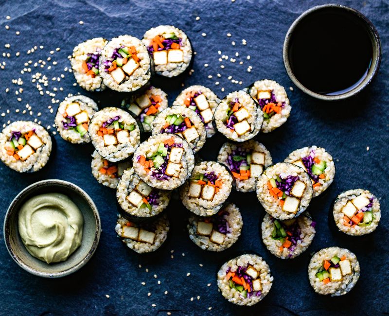 TOFU VEGGIE NORI ROLLS WITH STICKY BROWN RICE-2